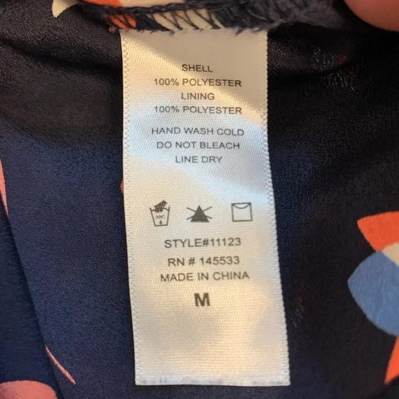 ANTHROPOLOGIE W5 Navy, Orange, Periwinkle & Cream Floral Tulip Pattern Tank Top - Picture 9 of 10